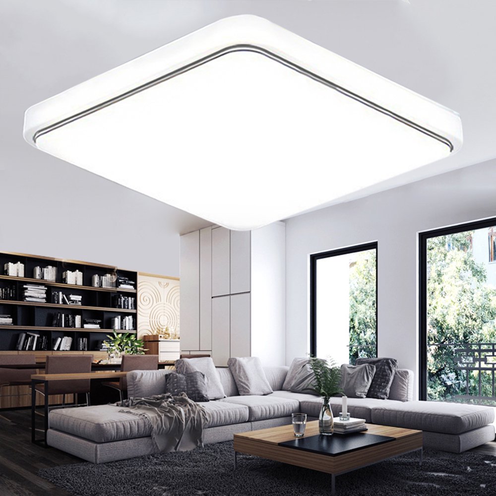24W LED Square Flush Mount Pendant Ceiling Light Fixtures for Home