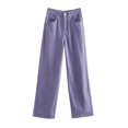 thumbnail image 5 of LLYwey Wide Leg Dress Pants For Women Spring and Summer Women's Button Solid Fashion Casual Straight Jeans Pants Pants Female Long Pant Style H1602 Purples M, 5 of 5