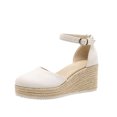 thumbnail image 7 of Closed Toe Espadrilles for Women Platform Wedge Sandals Comfortable Suede Ankle Strap Dressy Wedges Heels White Size 7.5, 7 of 7