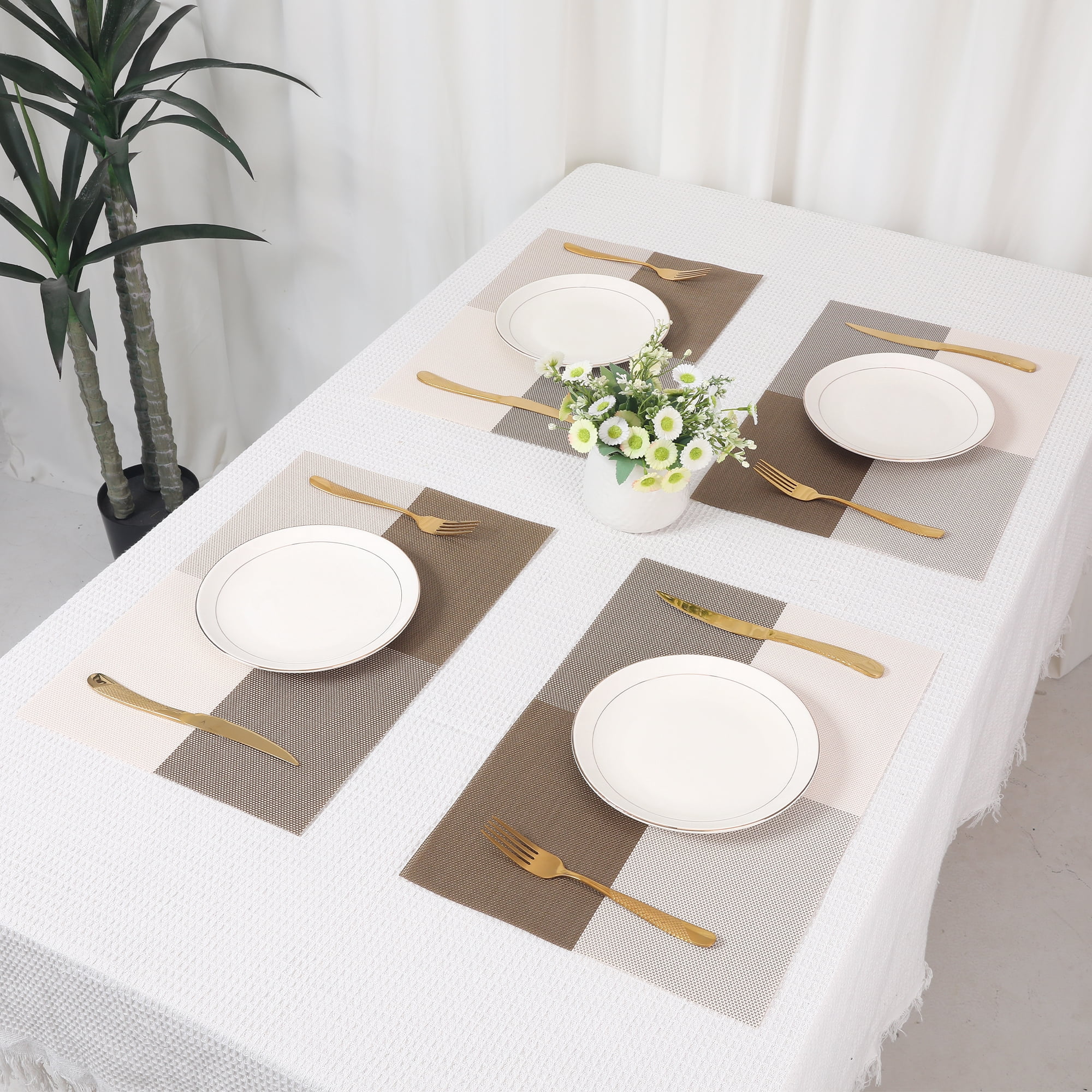 Unique Bargains Placemats for Kitchen Table Heat Resistant Table Placemats Light Coffee