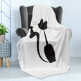 thumbnail image 4 of Cat and Mouse Soft Flannel Fleece Throw Blanket, Pattern of Silhouette of a Cat with a Mouse Sitting on Long Tail, Cozy Plush for Indoor and Outdoor Use, 50" x 60", Dark Grey and White, by Ambesonne, 4 of 5