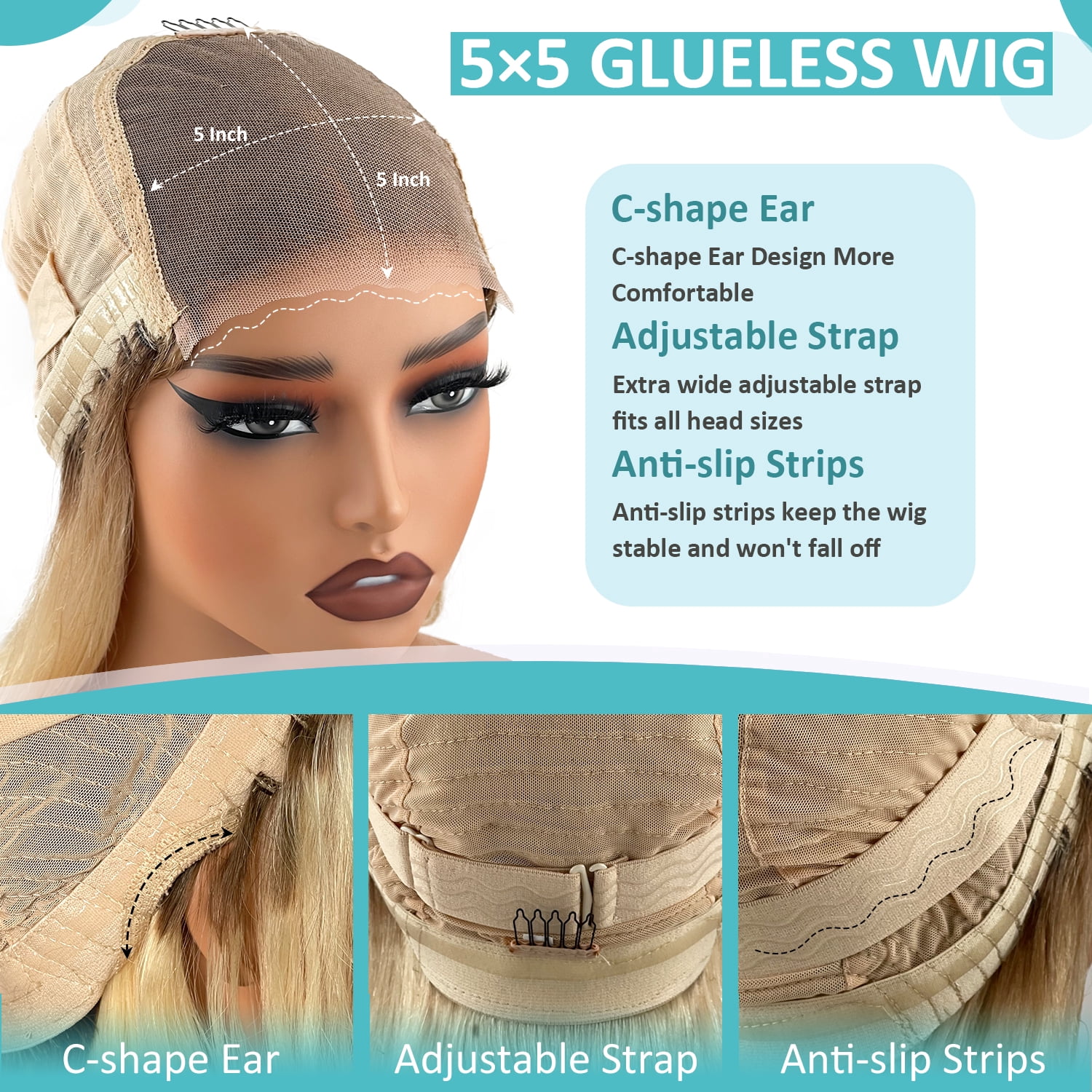 Dark Root Blonde Bob Wig Human Hair 4/613 5x5 UHD Lace Front Wig Human Hair 180% Density Pre Plucked Pre Cut Short Bob Glueless Wigs Remy Hair Wigs for Black Women 10 Inch
