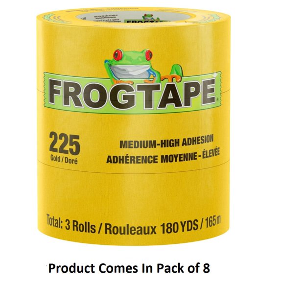 Shurtape Masking Tape 105319 FrogTape 225; Performance Grade; 0.70 Inch Width x 60 Yard Length; Gold; Rubber Adhesive With Fine Structured Crepe Backing; Single; UV-Resistant