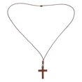 thumbnail image 4 of Handwoven Wooden Cross Necklace with Lucky Bead Design – Light Brown Crucifix Cord for Men and Women – Religious Pendant for Baptism, First, 4 of 5