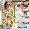 thumbnail image 6 of DISNIMO Sunflower Printed Shirts for Women Trendy Hoodies Long Sleeve Sweatshirts Waffle Pullover Tops for Women, 3XL, 6 of 7
