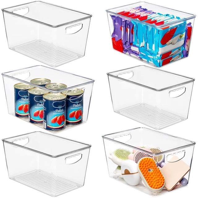 Storage Bins with Lids Stackable Large Plastic Containers for Pantry Organization and Storage Perfect for Kitchen,Fridge,Laundry Room,Bathroom,Garage,Closet,Cabinet Organizer