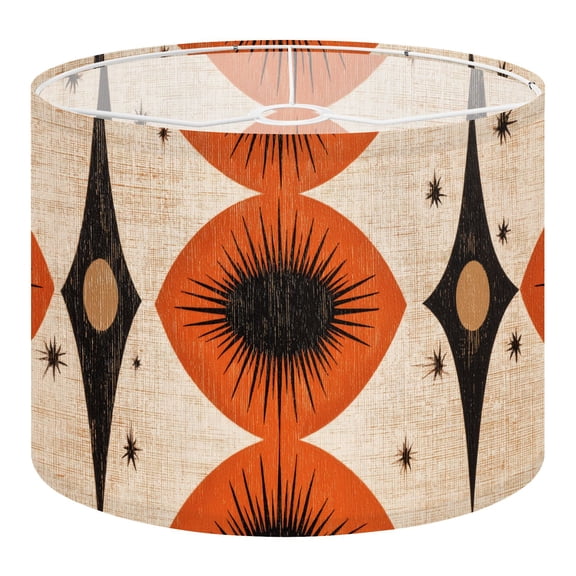 Linen Drum Lampshades Mid Century Modern Geometric Design Orange modern vintage 13"x13"x10" Light Shade for Table Lamps Floor Lamp Shades Lampshade Replacement Assembly Required