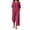 Wine Red, variant on CQXIDFH Pj Sets for Woman Cotton Linen 2 Piece Set Breathable Top with Wide Leg Pants Loose Summer Wear Casual Lounge Home Wear