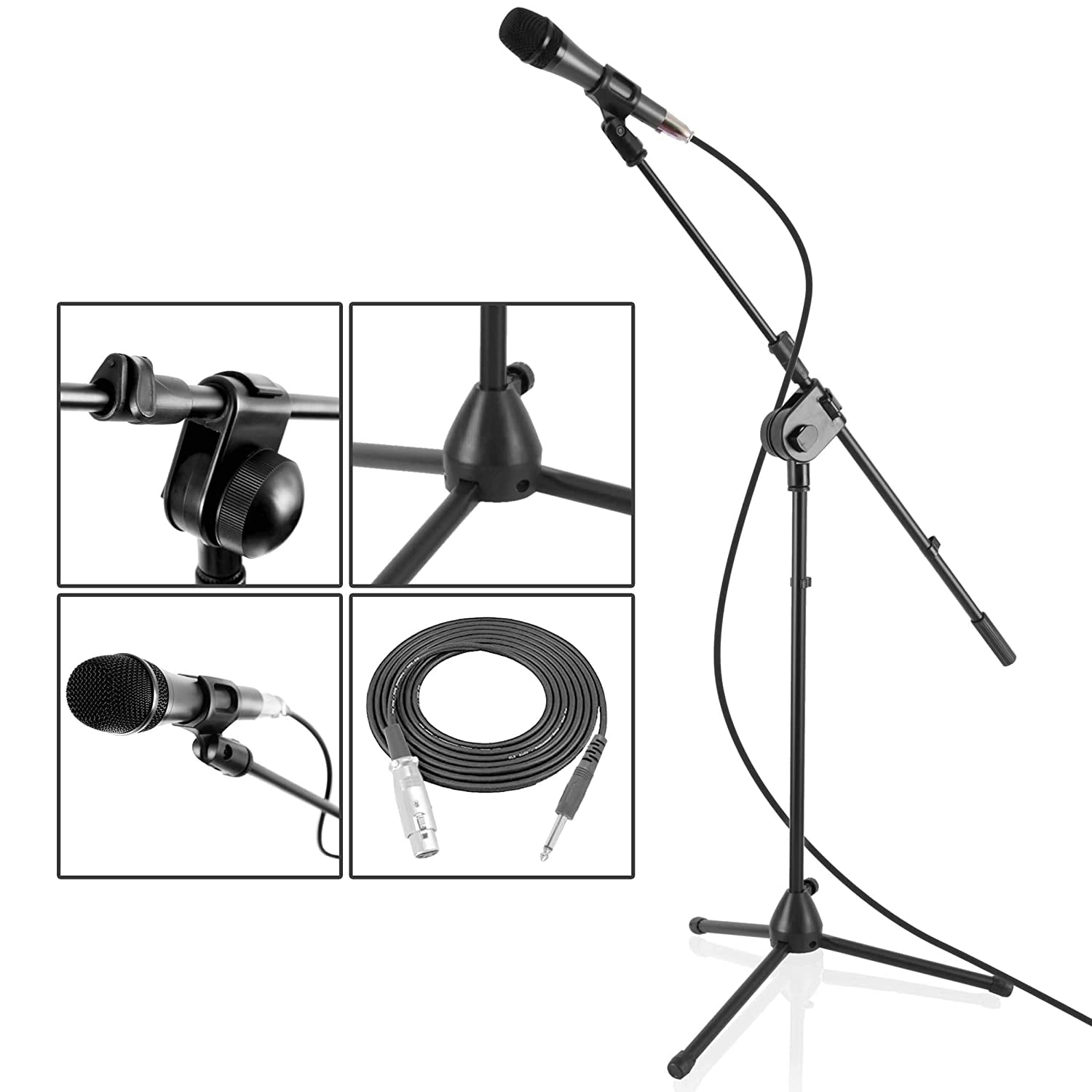 PYLE Dynamic Microphone and Tripod Stand Arm Mic Length 7.48 Inch w/Acoustic Pop Filter