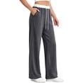 thumbnail image 5 of PInxai Sweatpants for Women Drawstring Elastic Waisted Loose Casual Workout Pants Comfy Trousers with Pockets,Dark Gray,L, 5 of 6