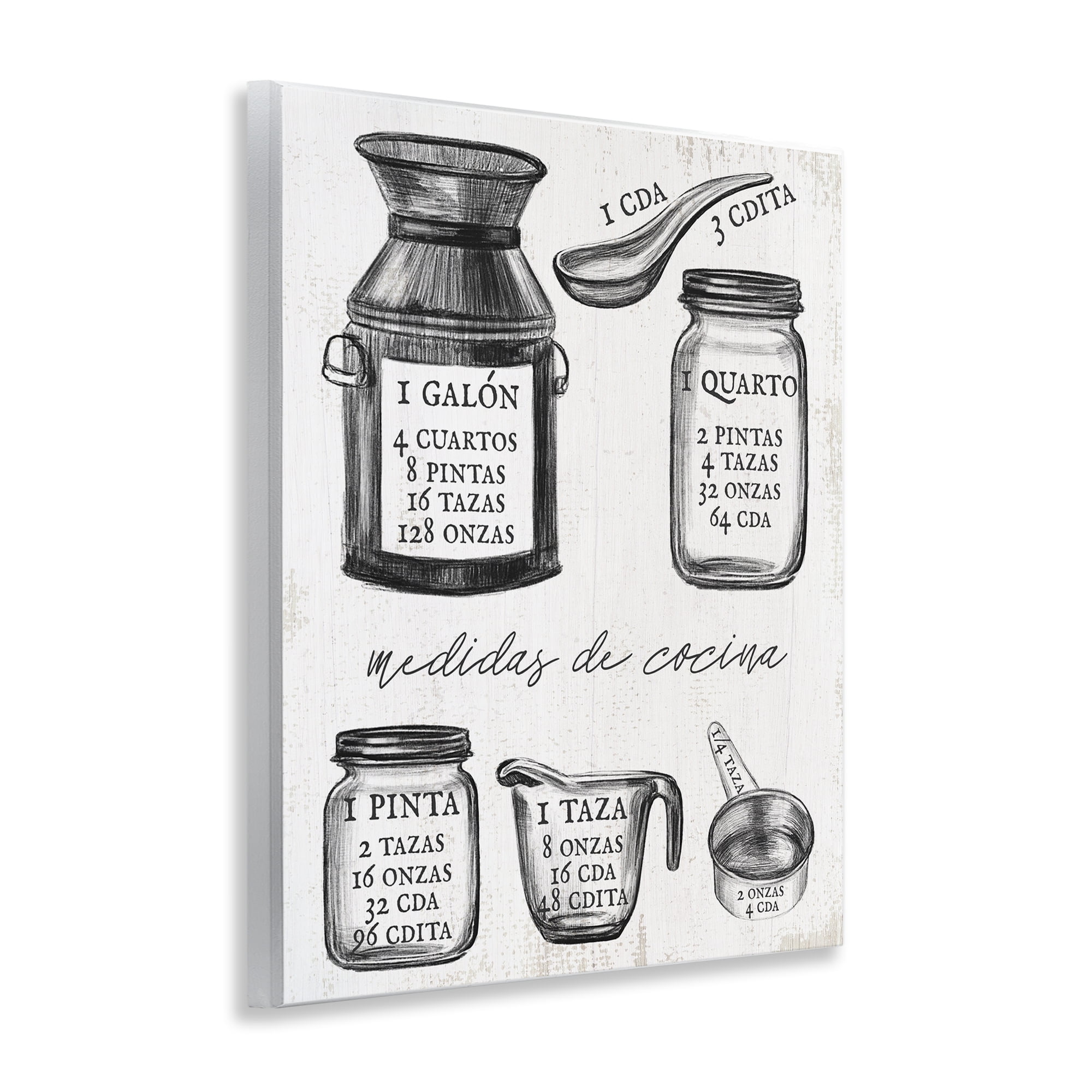 Stupell Industries Antigua Guía de Medidas Charts and Diagrams Painting Unframed Art Print Wall Art, 11 x 14