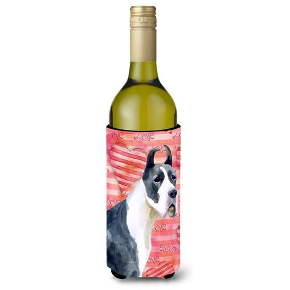Harlequin Great Dane Love Wine Bottle Beverge Insulator Hugger
