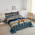 thumbnail image 2 of Howling Wolf Comforter Full Jungle Wild Animal Bedding Set, Turqoise Blue Grey Stripe Down Comforter Rustic Lodge Cabin Farmhouse Bed Set Minimalism Mountain Quilted Duvet, 2 of 6