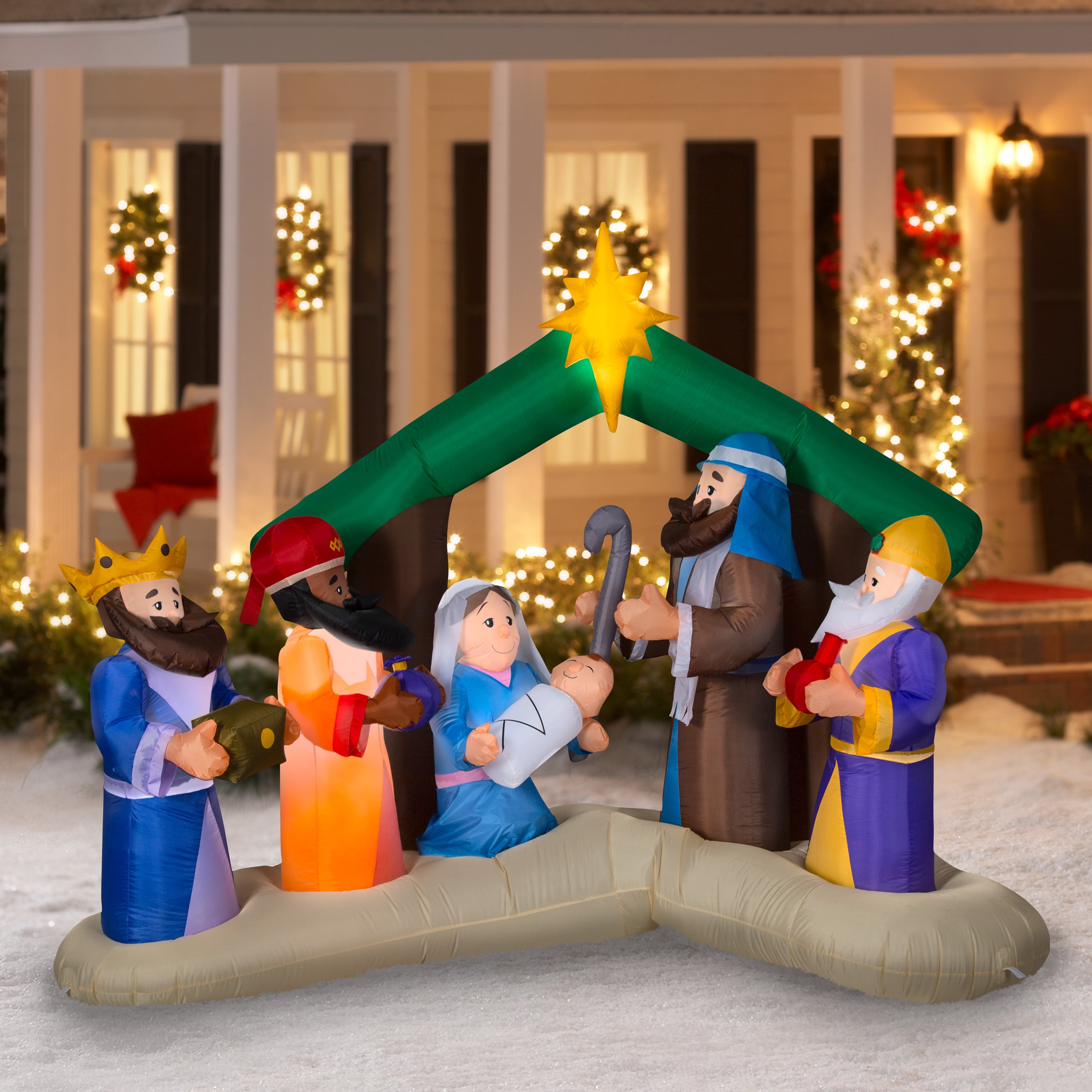 Gemmy Industries Airblown Inflatable Nativity Scene 8 Walmart Com Walmart Com