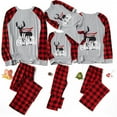 thumbnail image 1 of Matching Family Christmas Pajamas Set, Cute Letter Reindeer Print Raglan Sleeve Tee Top + Plaid Pants Set Sleepwear, 1 of 6
