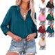 thumbnail image 3 of Camisa Con Cuello Vuelto Para Mujer Camisa Con Cuello En V Para Mujer Camisa Informal Para Mujer Blusa Informal Para Mujer ANGGREK Azul Oscuro XXL, 3 of 6