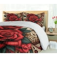 thumbnail image 6 of Ambesonne Leopard Duvet Cover Set, Red Roses Swirls Wild Cat, Calking, Vermilion Caramel Beige, 6 of 6
