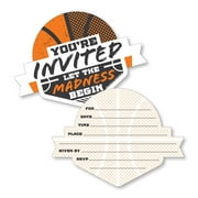 Big Dot of Happiness Basketball - Let the Madness Begin - Shaped Fill-In Invites - College Basketball Party Invite Cards with Envelopes - Set of 12