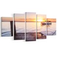 thumbnail image 2 of Boat View From Boardwalk on Beach - Seashore Canvas Art Print, 2 of 3