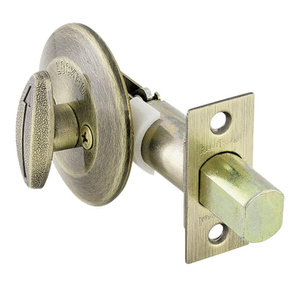 Kwikset 663 Single-Sided Deadbolt in Antique Brass, Thumbturn One Side, Key Lock, Adjustable Latch, ANSI/BHMA Grade 3 Certified