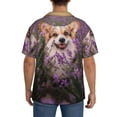 thumbnail image 5 of Fotbe Dog in Lavender Flowers print Short Sleeve Button Down Shirts for Men Casual Summer Beach Wrinkle Free Shirt-3X-Large, 5 of 7