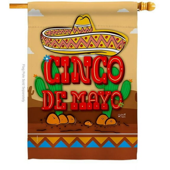 Angeleno Heritage H137056-BO Southwest Cinco de Mayo Summertime 28 x 40 in. Double-Sided Decorative Vertical House Flags for Decoration Banner Garden Yard Gift
