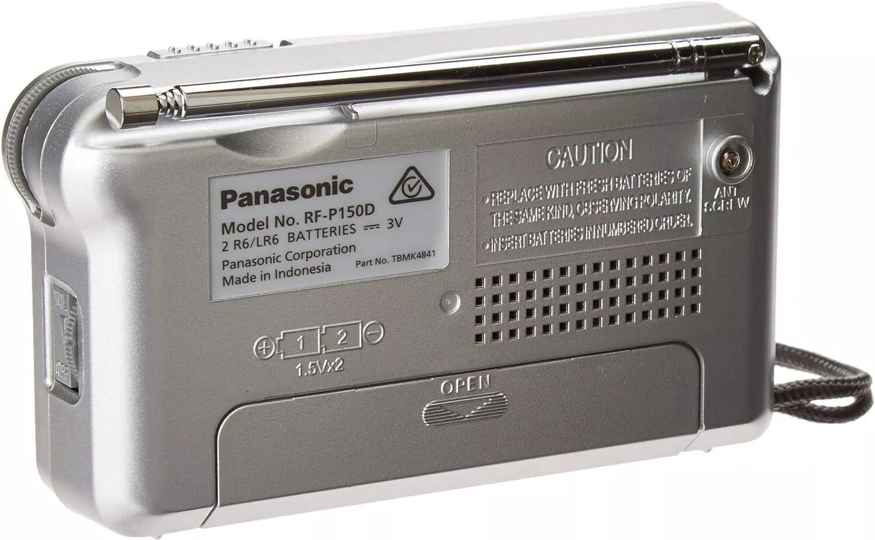 Panasonic RF-P150DEG-S Pocket FM/AM Radio with Digital Tuner, Auto Frequency Control, Large Dial Scale, Fluorescent Pointer, Battery Operated, Silver