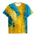 thumbnail image 4 of Juosiy Women Loose Thin Colorful Carnival Printed Blouse Trendy Short Sleeve Round Neck Simple Daily Tops, 4 of 4