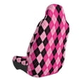 thumbnail image 2 of Wukai pink and black argyle Full Set Car Seat Covers with Soft Padding Universal Auto Front Seats Protector and Cushion Mat, 2 of 5