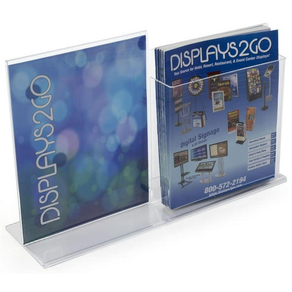 Set of 10, Sign Frame with Letter-Sized Dispenser for 8-1/2" w x 11"h Images and 8-1/2"w Flyers,  Combination Poster Holder for Countertop Use