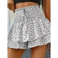 thumbnail image 5 of Women'S High Waist Ruffle Mini Shorts Cute Tiered Short Shorts with Shorts Underneath Grey M, 5 of 7