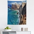 thumbnail image 1 of Maritime Tapestry, Northern Coastline in Portugal Cliffs and Wavy Sea Panorama Photo, Fabric Wall Hanging Decor for Bedroom Living Room Dorm, 5 Sizes, Warm Taupe Petrol Blue, by Ambesonne, 1 of 1