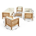 thumbnail image 2 of Frankie Outdoor 8 Seater Acacia Wood Sofa and Club Chair Set, Teak and Beige, 2 of 10