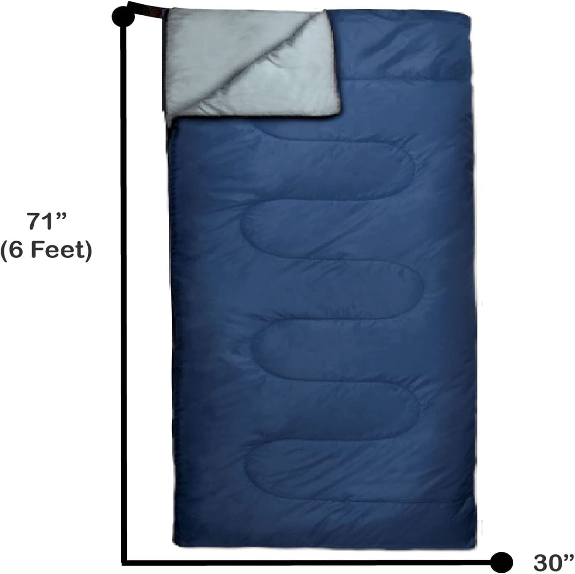 10 Pack Bulk Wholesale of Cold Weather Envelope Sleeping Bags for Adults, Kids, Homeless, Camping, Indoors, Outdoors - 10 Count Sleeping Bags in Navy Blue - 71"L x 30"W