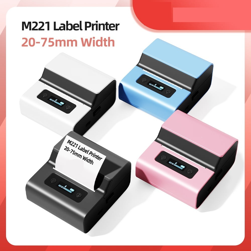 M221 Label Printer Portable Thermal Maker Bluetooth Handheld Barcode QR Code Sticker ,Fast-Drying Ink with Crisp Output