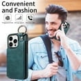 thumbnail image 5 of Dteck Case for iPhone 15 Pro Max,Magnetic Clasp Luxury PU Leather Card Slots Stand Durable Shockproof Case Back Wallet Flip Cover with Ring Buckle Cover,Green, 5 of 10
