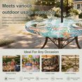 thumbnail image 6 of Round Outdoor Tablecloth with Umbrella Hole and Zipper, Summer Coastal Tablecloth with Elastic Waterproof, Watercolor Corals Shells Starfish Green Plaid Patio Table Covers for 31" - 35" Pool Tables, 6 of 9