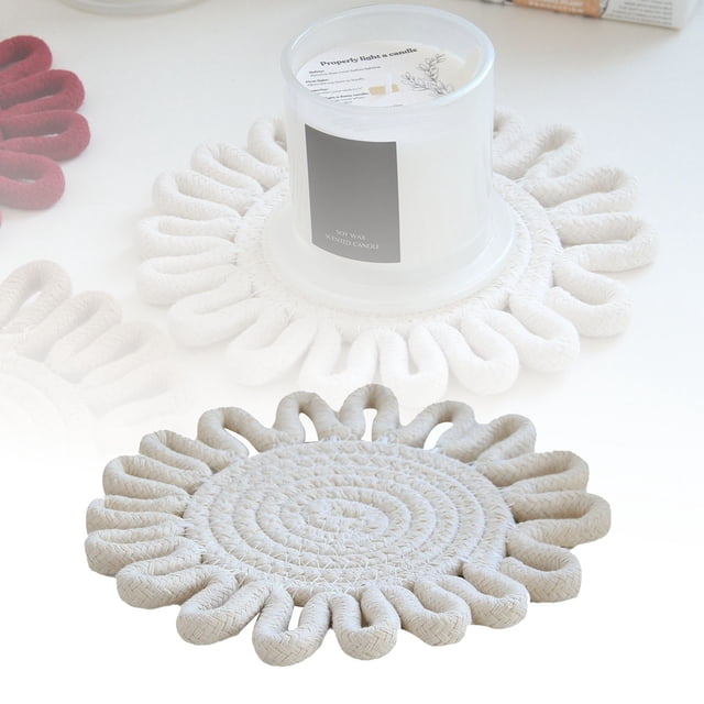 Weaving Heat Thermal Pad for Home Daily Necessities Flower Shape Dining Rope Handmade Pot Mat