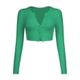 thumbnail image 6 of Okbabeha Women Cropped Bolero Cardigan Ribbed Long Sleeve Button Down Basic Shrug Sweater Solid Color Y2K Crop Top Shirt, 6 of 7