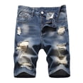 thumbnail image 1 of PEASKJP Mens Jean Shorts Slim Fit Stretch Short Pants,Blue 32, 1 of 5
