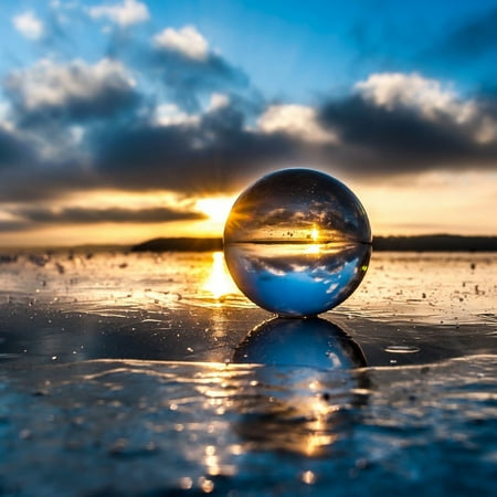 Glass Balls Home Decor Transparent Crystal Ball Household Decoration Solid Photography Glass Different Angle of the World 40mm ()