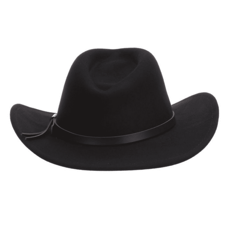 Dorfman Pacific TSCDF56-BLK1 Wool Felt Outback Hat w/ Leather Trim,  Small/Medium 