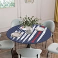 thumbnail image 5 of American Flag Round Tablecloth for 36-44 Inch Tables, Fitted Table Cover with Elastic Edge, US Flag Baseball Stars Navy Blue Waterproof Outdoor Table Cloth Protector for Patio Garden Dinner Picnic, 5 of 9