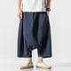 thumbnail image 2 of Pantalones cortos de algodón para hombre: largo hasta la rodilla, pierna ancha, color liso, ropa de diario para primavera/verano., 2 of 8