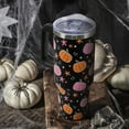 thumbnail image 2 of Halloween Tumbler with Lid and Straw 40oz - Vacuum Insulated Leak Proof Stainless Steel Pink Pumpkin Star Moon Design - Goth Cute Spooky Gift for Women and Girls - Halloween Accessories, 2 of 6