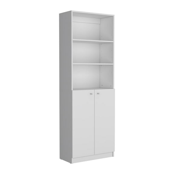 Newboti Furniture Vinton 2-Door Bookcase with Upper Shelves, White 45520