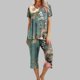 thumbnail image 4 of Conjunto de Verano para las Mujeres Impreso Cuello Redondo sin Mangas Y Pantalones, Casual Dos Piezas para las Mujeres, 4 of 5