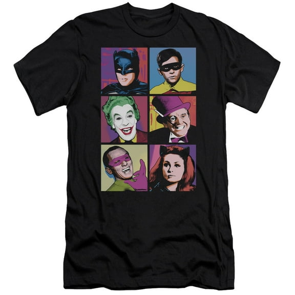 Batman Classic TV Pop Cast S/S Adult 30/1 T-Shirt Black