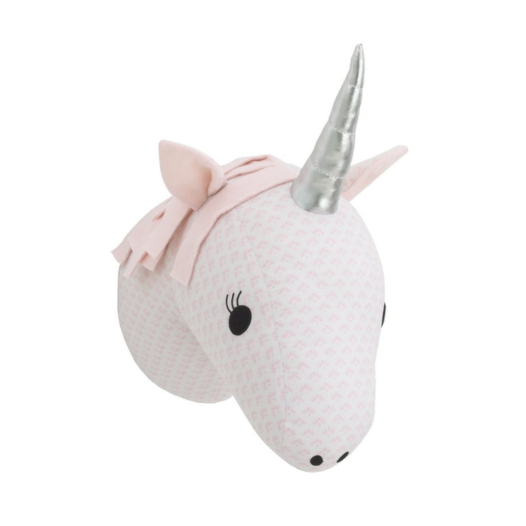 NoJo Plush Unicorn Head Wall Decoration, Infant Girl Nursery, Pink