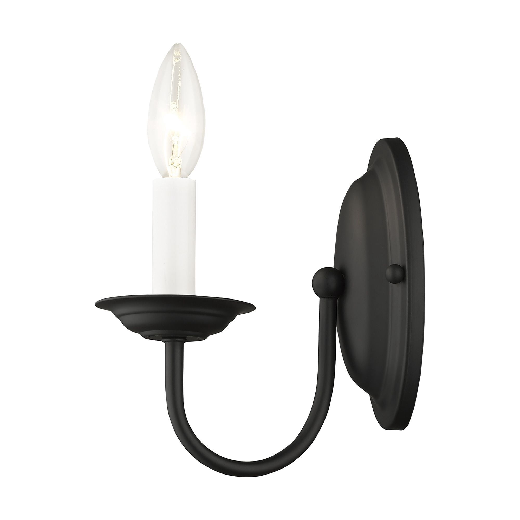 4151-04 Livex Lighting Home Basics - 1 Light Wall Sconce in Farmhouse Style - 4.25 Inches wide by 7 Inches high-Black Finish